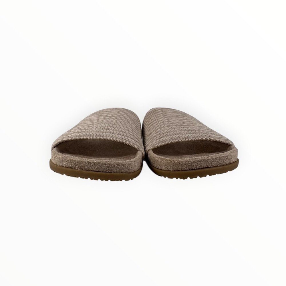 Vionic Slide Sandals Womens 8 Taupe Excellent Ribbed Knit Orthotic Comfort Flat - Picture 6 of 10